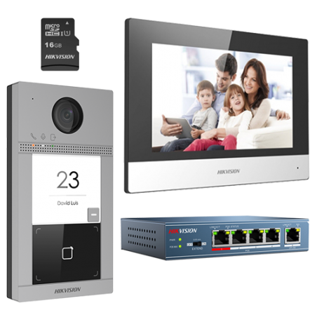 KIT videointerfon pentru o familie, Wi-Fi 2.4Ghz, monitor 7 inch - HIKVISION - 1