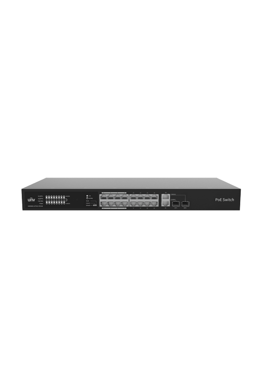 Switch 16 porturi PoE, 2 x Combo Uplink RJ45/SFP gigabit, Unmanaged - UNV NSW2020-16T2GC-POE-IN