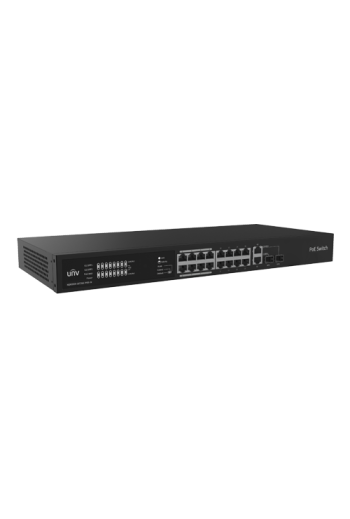 Switch 16 porturi PoE, 2 x Combo Uplink RJ45/SFP gigabit, Unmanaged - UNV NSW2020-16T2GC-POE-IN