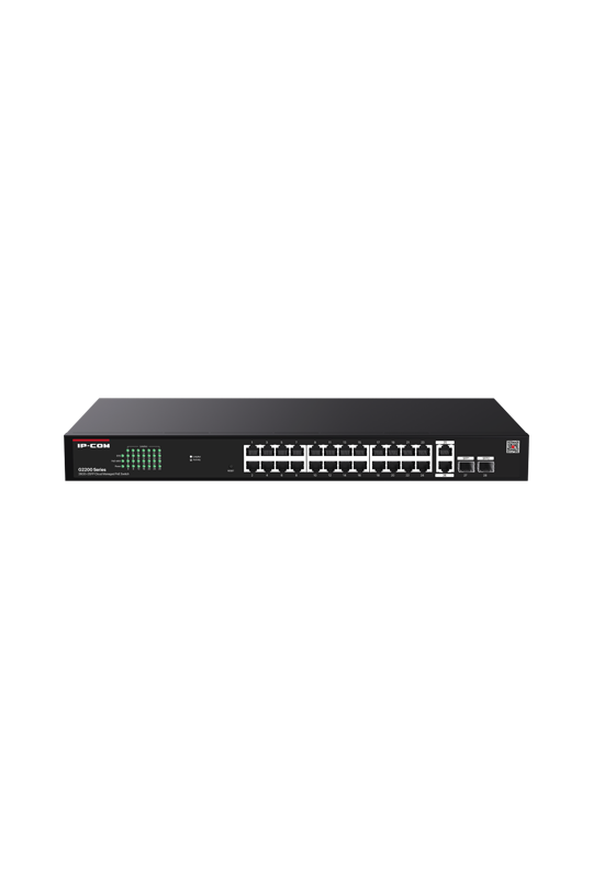 Switch 24 porturi PoE RJ45 Gigabit, 2 x RJ45 Gigabit, 2 x SFP Gigabit, Management, 1U - IP-COM G2228P-24-410W