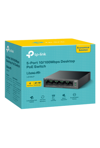 Switch LiteWave, 4 x RJ45 10/100Mbps PoE, 1 x RJ45 10/100 Mbps, Unmanaged - TP-Link LS105LP