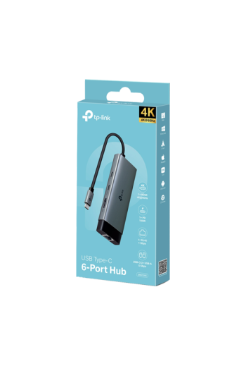 Hub USB-C 6-in-1, 1 x USB-C PD 100W, 1 x USB-C, 2 x USB-A, 1 x HDMI 4K@60Hz, 1 x RJ45 1G - TP-Link UH6120C