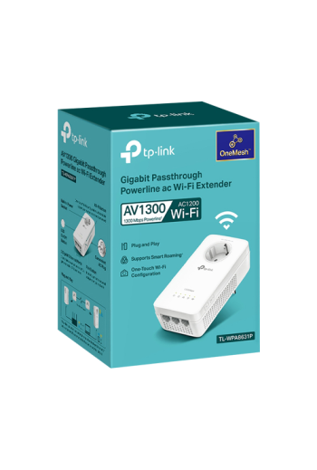 Powerline AV1300, Passthrough, Wi-Fi 5, AC1200 Dual-Band, 3 x RJ45 Gigabit - TP-Link TL-WPA8631P