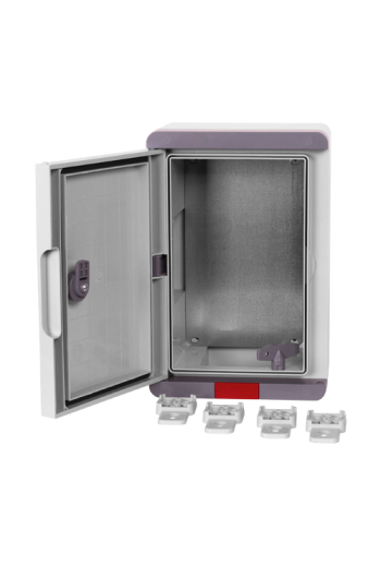 Cutie distributie IP67 din ABS gri, usa mata, placa metalica, 200x300x130 mm PD203013