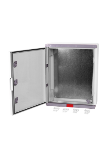 Cutie distributie IP67 din ABS gri, usa mata, placa metalica, 400x500x180 mm PD405018