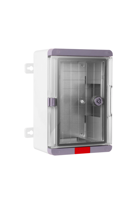 Cutie distributie IP67 din ABS gri, usa transparenta, placa metalica, 200x300x130 mm PS203013