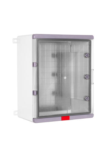 Cutie distributie IP67 din ABS gri, usa transparenta, placa metalica, 400x500x240 mm PS405024