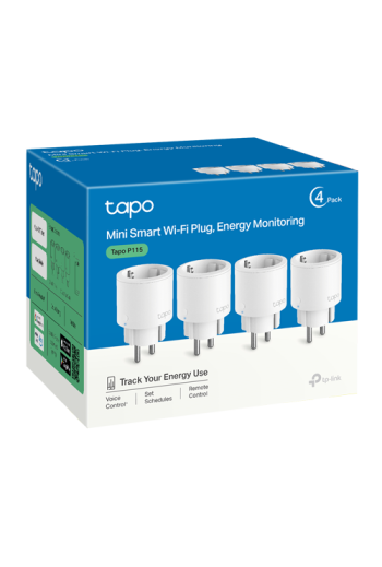 Pachet 4 prize smart, 16A, 3680W, Wi-Fi, control vocal, monitorizare consum - TP-Link Tapo TapoP115(4-pack)