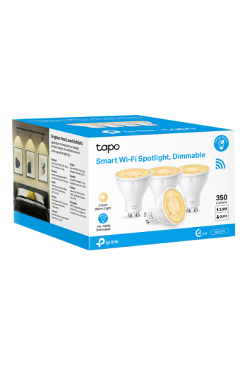 Set 4 becuri smart Wi-Fi, lumina calda 2700K ajustabila, 350 lm, GU10 - TP-Link Tapo TapoL610(4-pack)