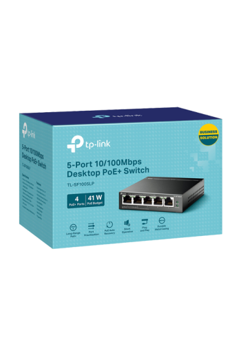 Switch 4 x RJ45 10/100 Mbps PoE, 1 x RJ45 10/100 Mbps, Buget PoE 41W, Unmanaged - TP-Link TL-SF1005LP