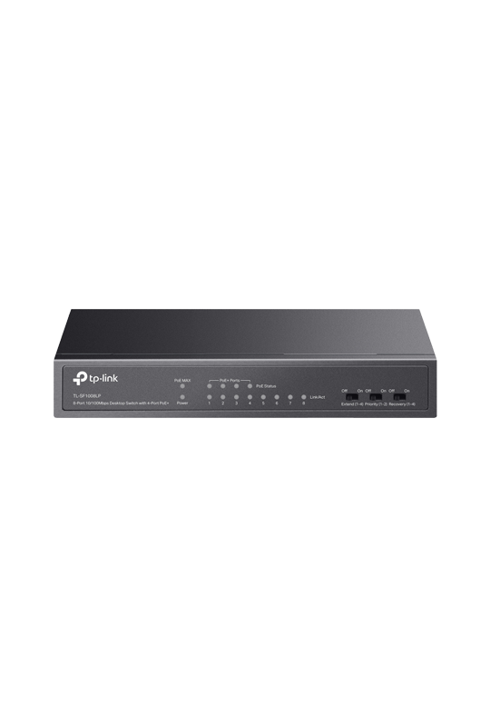 Switch 4 x RJ45 10/100 Mbps PoE, 4 x RJ45 10/100 Mbps, Buget PoE 41W, Unmanaged - TP-Link TL-SF1008LP