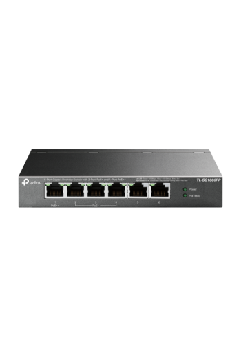 Switch 1 x RJ45 1G PoE++, 3 x RJ45 1G PoE+, 2 x RJ45 1G, Buget PoE 64W, Unmanaged - TP-Link TL-SG1006PP
