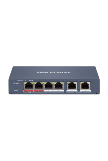 Switch 4 x RJ45 100 Mbps PoE at/af/bt, 2 x RJ45 100 Mbps Uplink, Management - HIKVISION DS-3E1106HP-EI