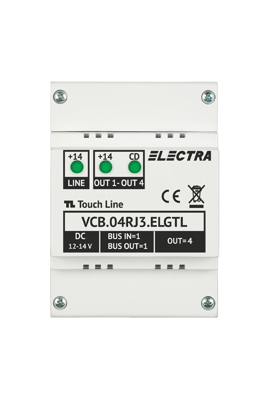 Doza derivatie video 4 iesiri, conectori RJ45, G3 - ELECTRA VCB.04RJ3.ELGTL