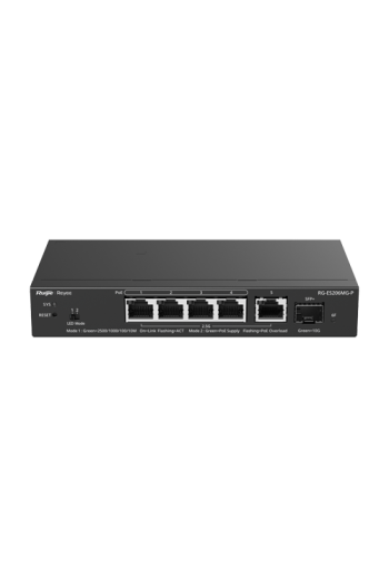 Switch 4 x RJ45 2.5G PoE, 1 x SFP+ 10G, 1 x RJ45 2.5G, Cloud Management - Ruijie Reyee RG-ES206MG-P