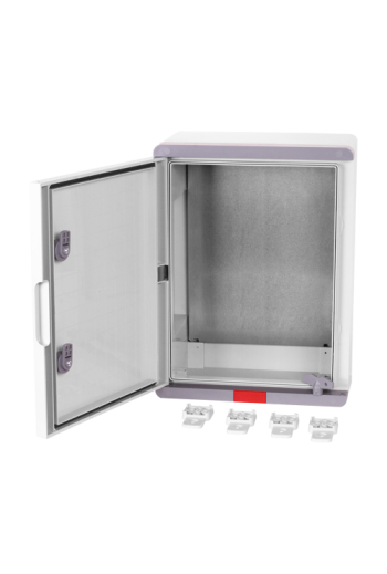 Cutie distributie IP67 din ABS gri, usa mata, placa metalica, 300x400x220 mm PD304022