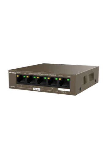 Switch 4 x RJ45 1G PoE Out 802.3af, 1 x RJ45 1G PoE IN, Unmanaged - IP-COM G1105PD