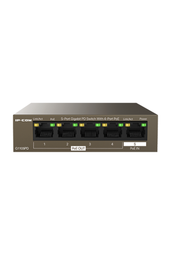Switch 4 x RJ45 1G PoE Out 802.3af, 1 x RJ45 1G PoE IN, Unmanaged - IP-COM G1105PD