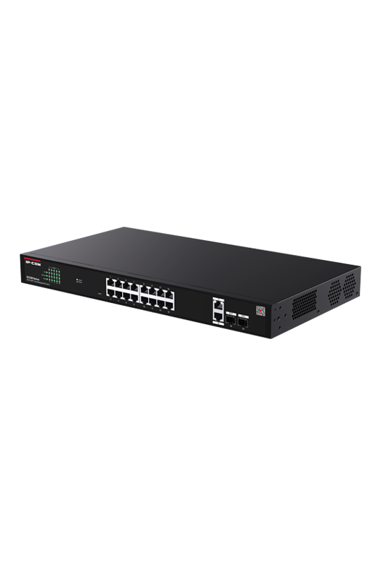 Switch 16 x RJ45 1G PoE, 2 x SFP 1G, 2 x RJ45 1G, Management, 1U - IP-COM G2220P-16-250W