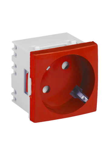 Priza modulara schuko cu impamantare, rosu - DLX DLX-245-46