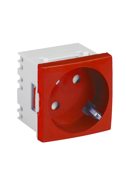 Priza modulara schuko cu impamantare, rosu - DLX DLX-245-46