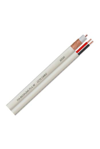 Cablu coaxial RG59 + alimentare 2x0.75, 100m, alb TSY-RG59+2X0.75-L-W