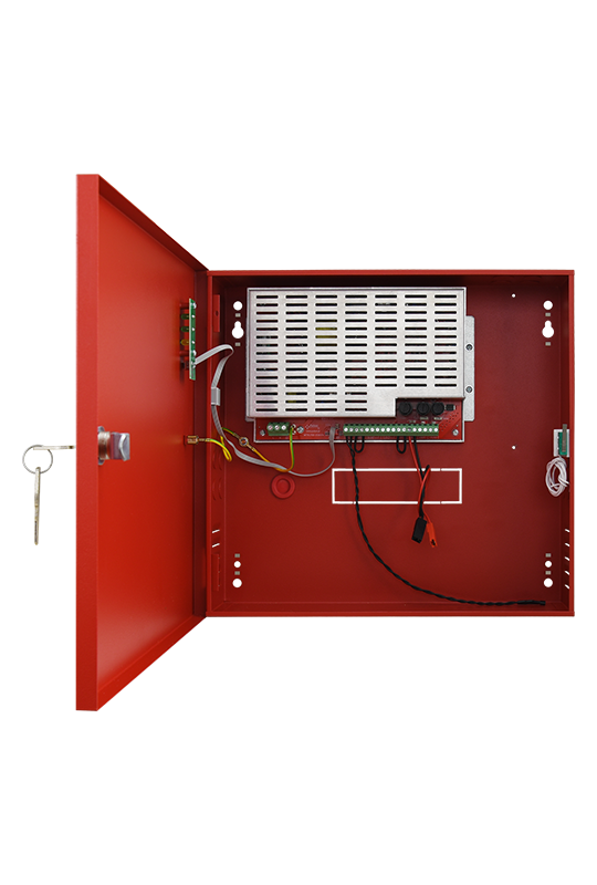 Sursa de alimentare EN 54-4, 27.6V/4.6A, cutie metalica cu loc acumulatori 2x7Ah/12V - PULSAR EN54C-5A7