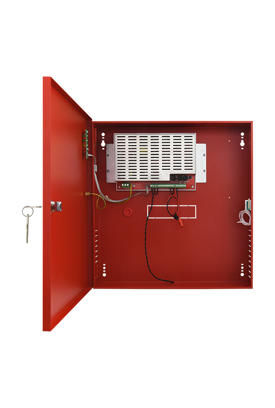 Sursa de alimentare EN 54-4, 27.6V/4.2A, cutie metalica cu loc acumulatori 2x17Ah/12V - PULSAR EN54C-5A17
