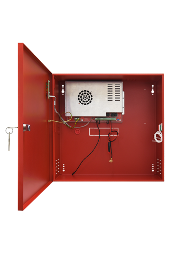 Sursa de alimentare EN 54-4, 27.6V/8.8A, cutie metalica cu loc acumulatori 2x28Ah/12V - PULSAR EN54C-10A28