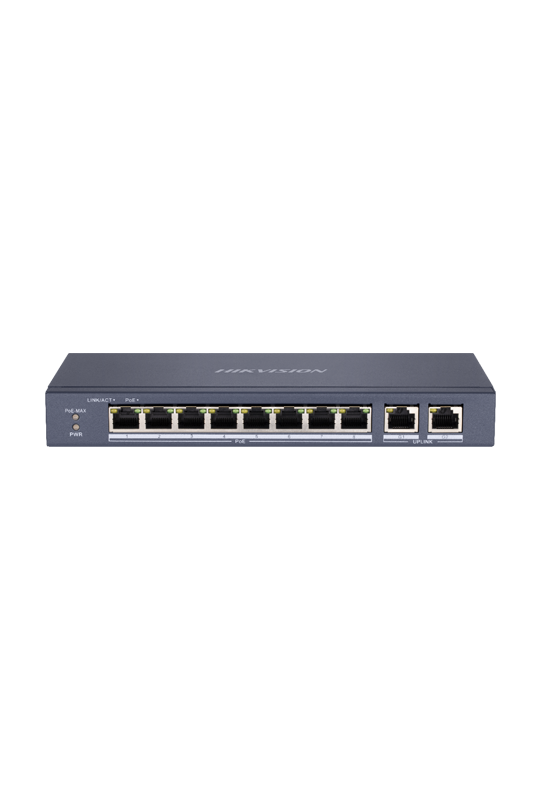 Switch 8 porturi PoE, 2 porturi uplink RJ45 Gigabit - HIKVISION DS-3E0310P-E-M