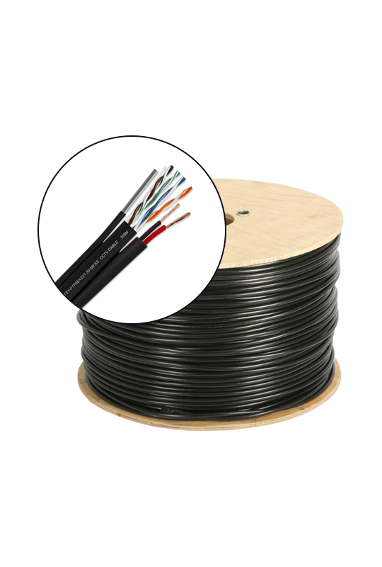 Cablu FTP autoportant cu alimentare 2x1.5, cat 5E, CUPRU 100%, 305m, negru TSY-FTP5E+2x1.50-MESS