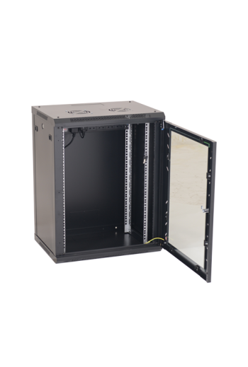 Rack perete 18U 19' 600x450, capacitate incarcare 80 Kg, negru - ASYTECH Networking ASY-18U-6045W