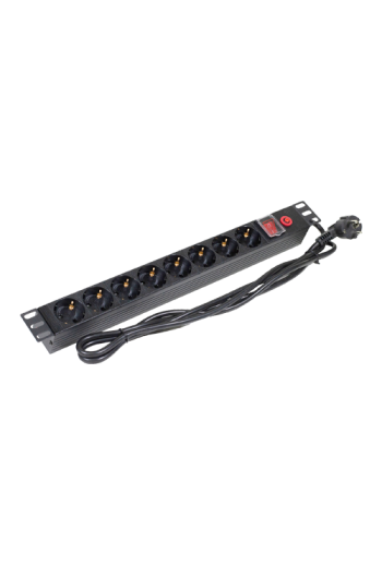 PDU 8 prize Shuko, 19'', 1U, aluminiu cu protectie - ASYTECH Networking ASY-PDU-8