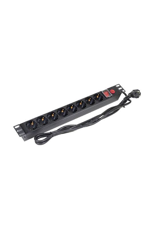 PDU 8 prize Shuko, 19'', 1U, aluminiu cu protectie - ASYTECH Networking ASY-PDU-8