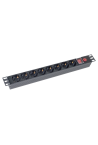 PDU 8 prize Shuko, 19'', 1U, aluminiu cu protectie - ASYTECH Networking ASY-PDU-8