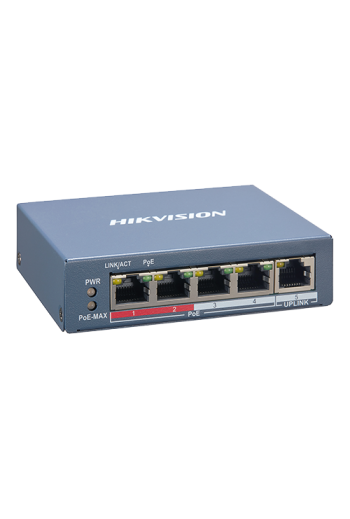 Switch 4 porturi PoE, 1 port uplink RJ45, SMART Management - HIKVISION DS-3E1105P-EI