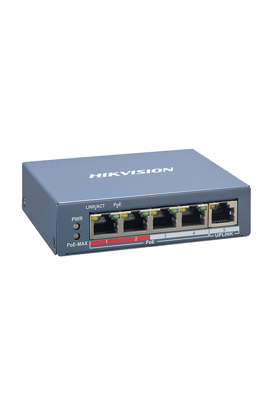 Switch 4 porturi PoE, 1 port uplink RJ45, SMART Management - HIKVISION DS-3E1105P-EI