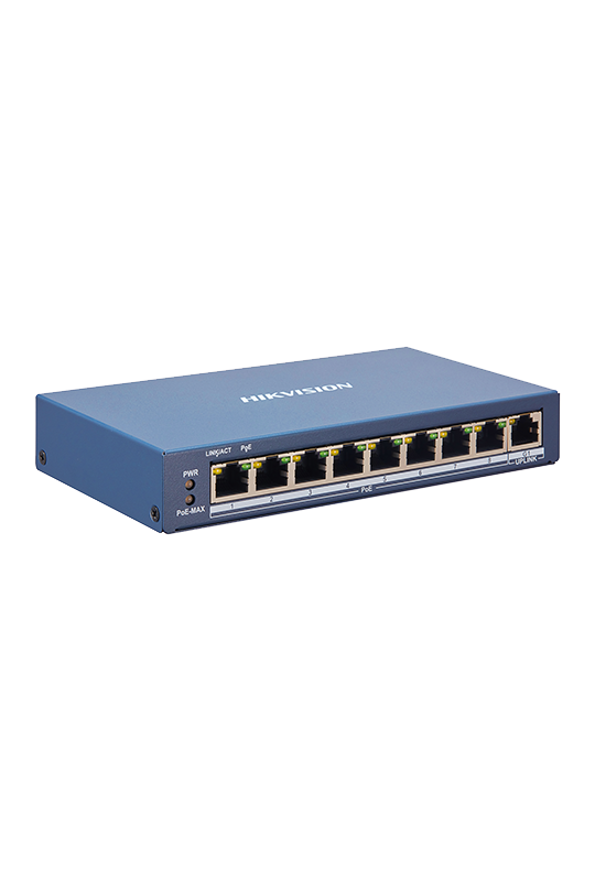 Switch 8 porturi PoE, 1 port uplink RJ45, SMART Management - HIKVISION DS-3E1309P-EI