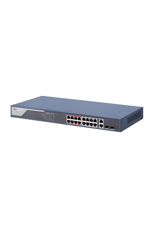Switch 16 porturi PoE 100Mbps, 2 port uplink Gigabit, SMART Management - HIKVISION DS-3E1318P-EI