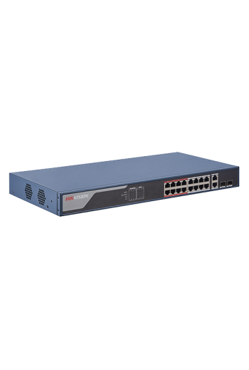 Switch 16 porturi PoE 100Mbps, 2 port uplink Gigabit, SMART Management - HIKVISION DS-3E1318P-EI