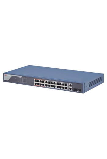Switch 24 porturi PoE 100Mbps, 2 port uplink Gigabit, SMART Management - HIKVISION DS-3E1326P-EI