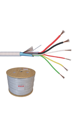 Cablu de alarma 6 fire ecranate + alimentare 2x0.75, cupru integral, 500m 6CUEF+2x0.75-T