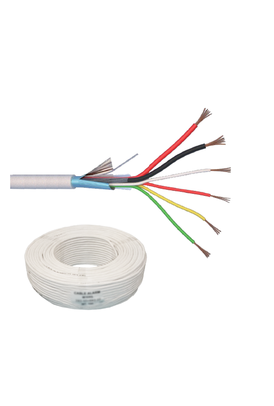Cablu de alarma 6 fire ecranate + alimentare 2x0.75, cupru integral, 100m 6CUEF+2x0.75