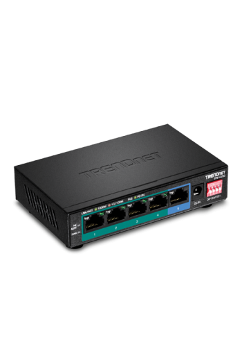 Switch 4 porturi Gigabit Long Range 200m PoE+, 1 port Gigabit - TRENDnet TPE-LG50