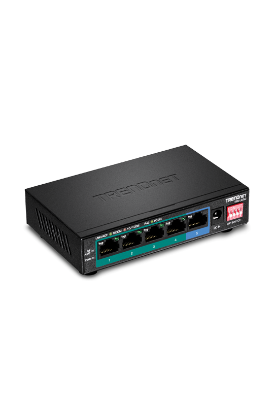 Switch 4 porturi Gigabit Long Range 200m PoE+, 1 port Gigabit - TRENDnet TPE-LG50