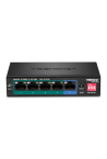 Switch 4 porturi Gigabit Long Range 200m PoE+, 1 port Gigabit - TRENDnet TPE-LG50