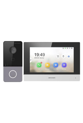 KIT videointerfon TCP/IP pentru 1 familie, monitor TFT LCD 7 inch - HIKVISION DS-KIS603-P