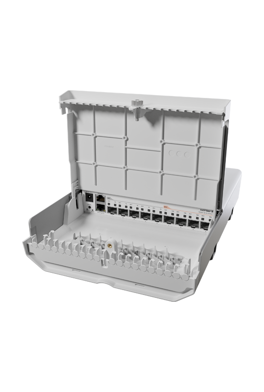 Switch netFiber 9, 4 x SFP+ 10G, 5 x SFP 1G, 1 x Gigabit (PoE-In), outdoor - MikroTik CRS310-1G-5S-4S+OUT