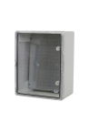 Cutie distributie IP65 din ABS gri, usa transparenta, placa metalica, 400x500x240 mm PP3017