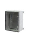 Cutie distributie IP65 din ABS gri, usa transparenta, placa metalica, 400x500x240 mm PP3017